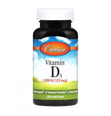 Витамин D-3, Vitamin D3, Carlson, 125 мг (5000 МЕ), 120 гелевых капсул