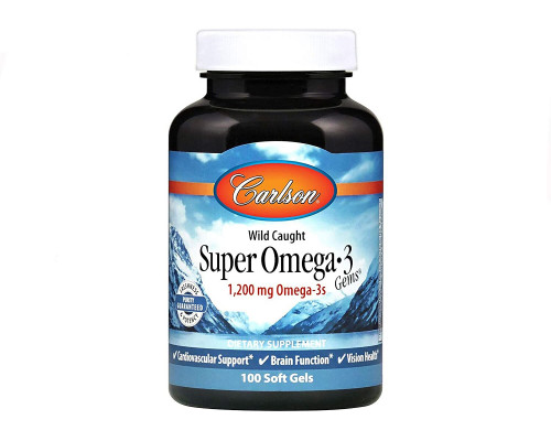 Омега-3, риб'ячий жир, Omega-3 Gems, Fish Gel, Carlson, 1200 мг, 100 капсул