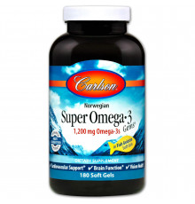 Риб'ячий жир (Омега 3), Super Omega-3, Carlson, норвезький, 180 капсул
