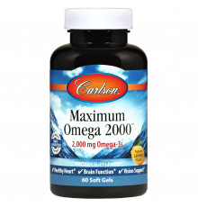 Максимум Омега, Maximum Omega, Carlson, натуральний лимон, 2000 мг, 60 гелевих капсул