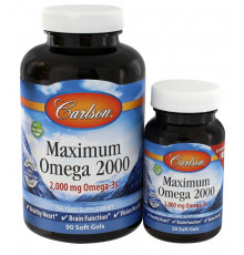 Максимум Омега, Maximum Omega, Carlson, зі смаком лимона, 2000 мг, 90 + 30 капсул