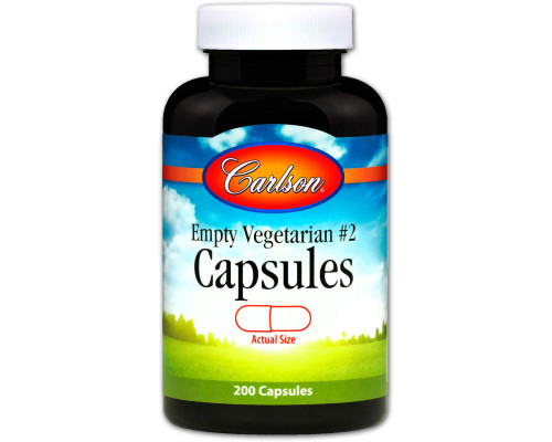 Порожні рослинні капсули №2, Empty Vegetarian #2 Capsules, Carlson, 200 шт.