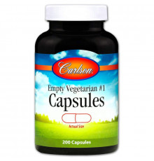 Порожні рослинні капсули №1, Empty Vegetarian #1 Capsules, Carlson, 200 шт