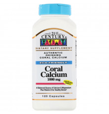 Коралловый кальций, Coral Calcium, 21st Century, 1000 мг, 120 капс.