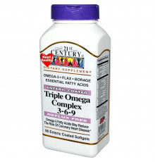 Омега 3 6 9, Triple Omega Complex 3-6-9, 21st Century, 90 капсул