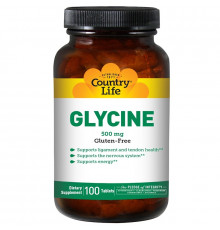 Глицин, Glycine, Country Life, 500 мг, 100 таблеток