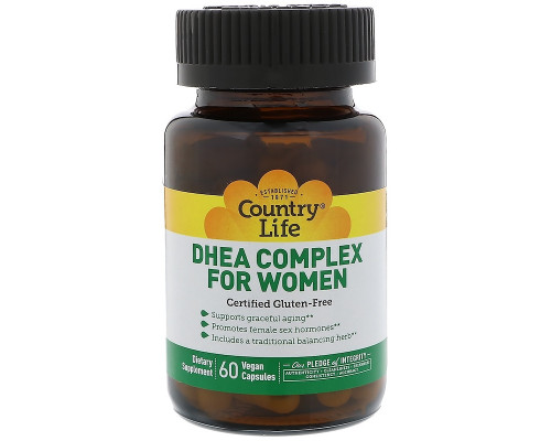 Дегідроепіандростерон, ДГЕА для жінок, DHEA, Country Life, 60 капсул