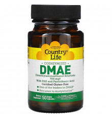 DMAE диметиламиноэтанол, Country Life, коэнзимизированный, 350 мг, 50 капсул