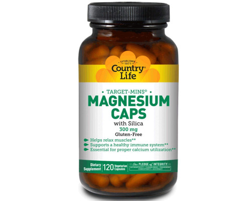 Магній, Magnesium, Country Life, 300 мг, 120 кап.