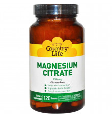 Магній цитрат, Magnesium Citrate, Country Life, 250 мг, 120 таблеток