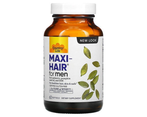 Вітаміни для шкіри і волосся чоловіків, Maxi Hair, Country Life, 60 капсул
