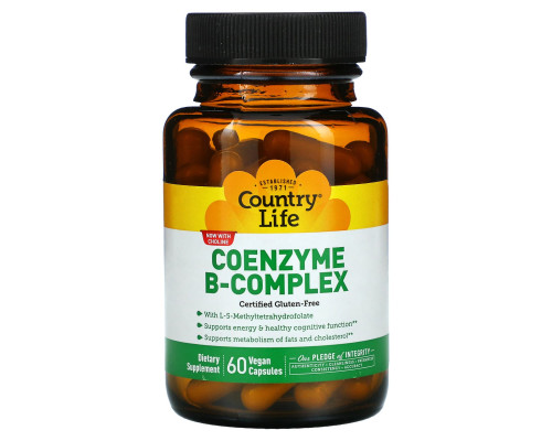 Вітамін В, комплекс, Coenzyme B-Complex, Country Life, 60 капсул