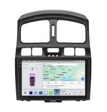 Штатная магнитола Lesko для Hyundai Santa Fe I 2000-2012 экран 9" 4/64 QLED CarPlay 4G Wi-Fi GPS 360 Prime