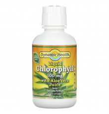 Хлорофилл для пищеварения, Chlorophyll, Dynamic Health, жидкий с алоэ вера и мятой, 100 мг, 473 мл