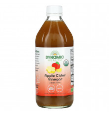 Яблочный уксус органик, Apple Cider Vinegar, Dynamic Health Laboratories, сертифицированный, детокс-тоник, 473 мл