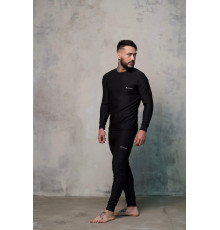 Чоловіча зимова термобілизна чорного кольору на флісі до -25°C. Теплий спортивний термокомплект