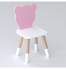 Дитячий стільчик ведмедик 26.5х26х25см, стілець для дитини, білий з рожевим