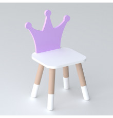 Дитячий стільчик корона 26.5х26х25см, стілець для дівчинки від 1 року, білий з фіолетовим
