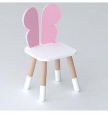 Дитячий стільчик метелик 26.5х26х25см, стілець у дівчачу кімнату, білий з рожевим