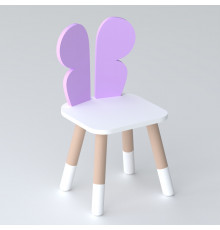 Дитячий стільчик метелик 26.5х26х25см, стілець у дитячу кімнату до 7 років, білий з фіолетовим