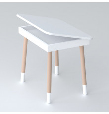 Дитячий дерев'яний столик з відкидним верхом 53×60×45, стіл з нішею в дитячу, білий