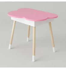 Дитячий стіл хмаринка з нішею 54х68х50, столик трюмо з відкидним верхом, рожевий