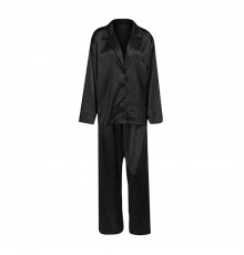 Женский шелковый комплект для дома и сна 2SYCK1315 рукашка и штаны женская пижама атласная Черный S