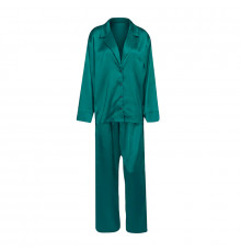 Женский шелковый комплект для дома и сна 2SYCK1315 рукашка и штаны женская пижама атласная Изумрудный XL