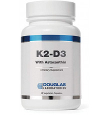 Витамины К2 D3с астаксантином, K2-D3 With Astaxanthin, Douglas Laboratories, поддержка костей, нервно-мышечной и иммунной системы, 30 капсул