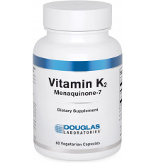Витамин К2, Vitamin K2, Menaquinone-7, Douglas Laboratories, для поддержки формирования костей, минерализации и кровеносных сосудов, 60 капсул