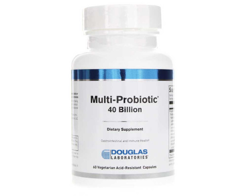 Підтримка кишкової флори, Multi-Probiotic, Douglas Laboratories, 40 млрд КУО, 60 вегетаріанських кислостійких капсул