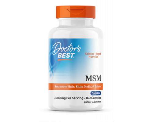 Метилсульфонілметан, МСМ, MSM, Doctor's Best, 1000 мг, 180 капсул