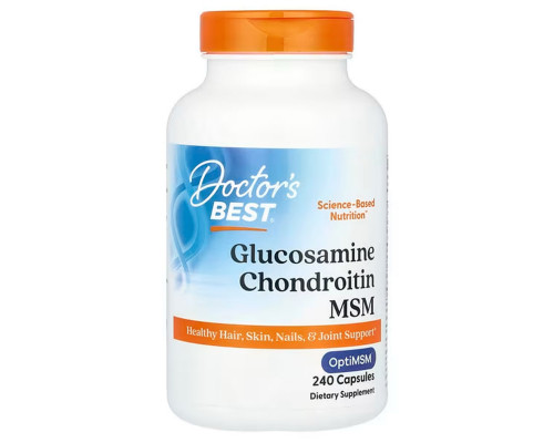 Глюкозамін, хондроїтин, МСМ, Glucosamine Chondroitin MSM, Doctor's Best, 240 капсул
