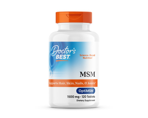 Метилсульфонилметан, МСМ, MSM with OptiMSM®, Doctor's Best, з OptiMSM®, 1500 мг, 120 таблеток