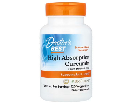 Куркумін, Curcumin, Doctor's Best, комплекс, з високим ступенем засвоєння, 120 рослинних капсул