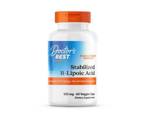 R-ліпоєва кислота, R-Lipoic Acid, Doctor's Best, з біопосиленим Na-RALA, 100 мг, 60 веганських капсул