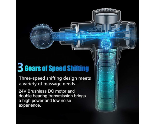 Ударний перкусійний масажер Massage Gun Max 30 режимів та 12 насадок з кейсом (Чорний)