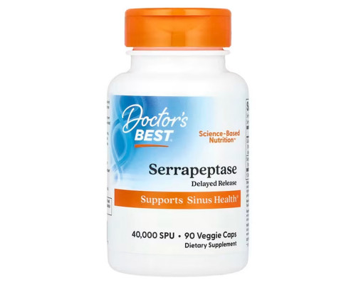 Серрапептаза, Serrapeptase, Doctor's Best, 40 000 SPU, 90 капсул