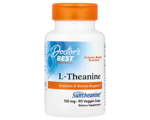 L-теанін, L-Theanine, Doctor's Best, 150 мг, 90 веганських капсул