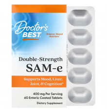 Аденозилметионин, SAM-e (S-Adenosyl-L-Methionine), Doctor's Best, 400 мг, 60 вегетарианских таблеток в кишечнорастворимой оболочке
