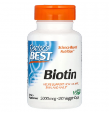 Біотин, Biotin, Doctor's Best, 5000 мкг, 120 веганських капсул