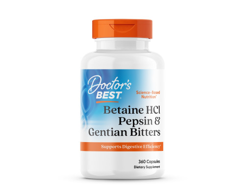 Бетаїн гідрохлорид і пепсин, Betaine HCl, Doctor's Best, 360 капсул