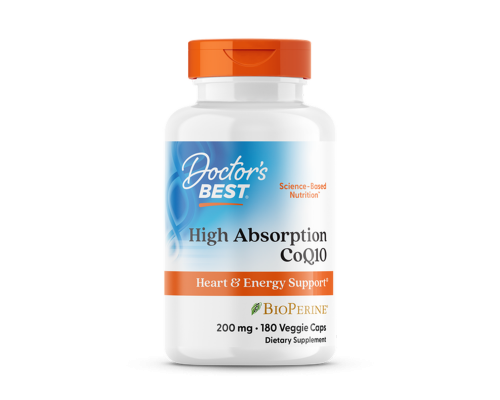 Коензим Q10, High Absorption CoQ10, Doctor's Best, з біоперином, з високим ступенем засвоєння, 200 мг, 180 веганських капсул