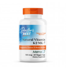 Вітамін К2, МК-7, з MenaQ7, Vitamin K2 MK-7 with MenaQ7, Doctor's Best, 100 мкг, 60 веганських капсул