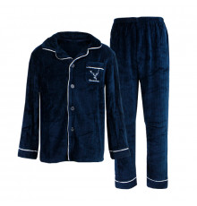 Комплект мужской пижамы CK-208 Dark Blue рубашка с длинным рукавом и штанами теплая 2XL