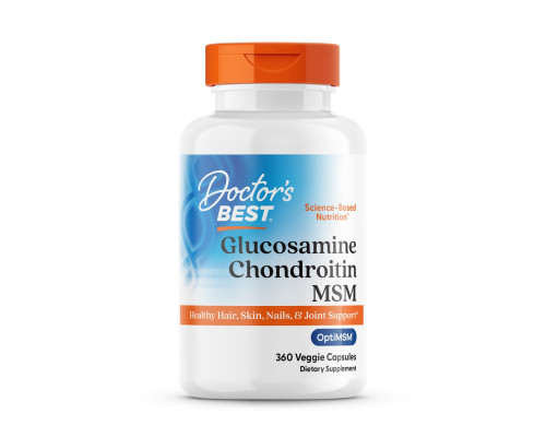 Глюкозамін хондроїтин МСМ, Glucosamine Chondroitin MSM, Doctor's Best, 360 вегетаріанських капсул