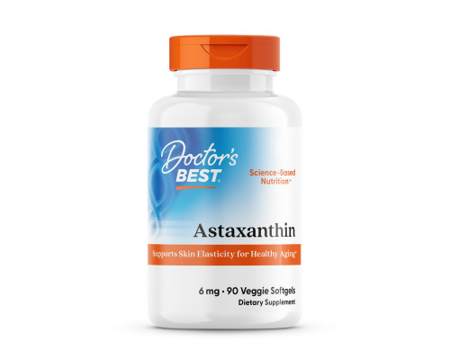 Астаксантин, Astaxanthin, Doctor's Best, 6 мг, 90 гелевих капсул