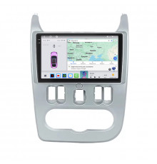 Штатная магнитола Lesko для Dacia Duster I Рестайлинг 2013-2017 экран 9" 4/64 QLED CarPlay 4G Wi-Fi GPS 360 Prime