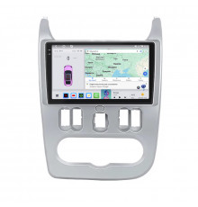 Штатная магнитола Lesko для Dacia Logan I ver 2 2008-2012 экран 9" 4/64 QLED CarPlay 4G Wi-Fi GPS 360 Prime