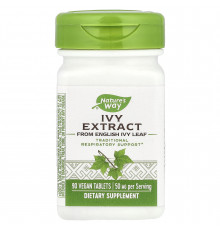 Плющ, Ivy Extract, Nature's Way, екстракт, 50 мг, 90 веганських таблеток (25 мг на таблетку)
